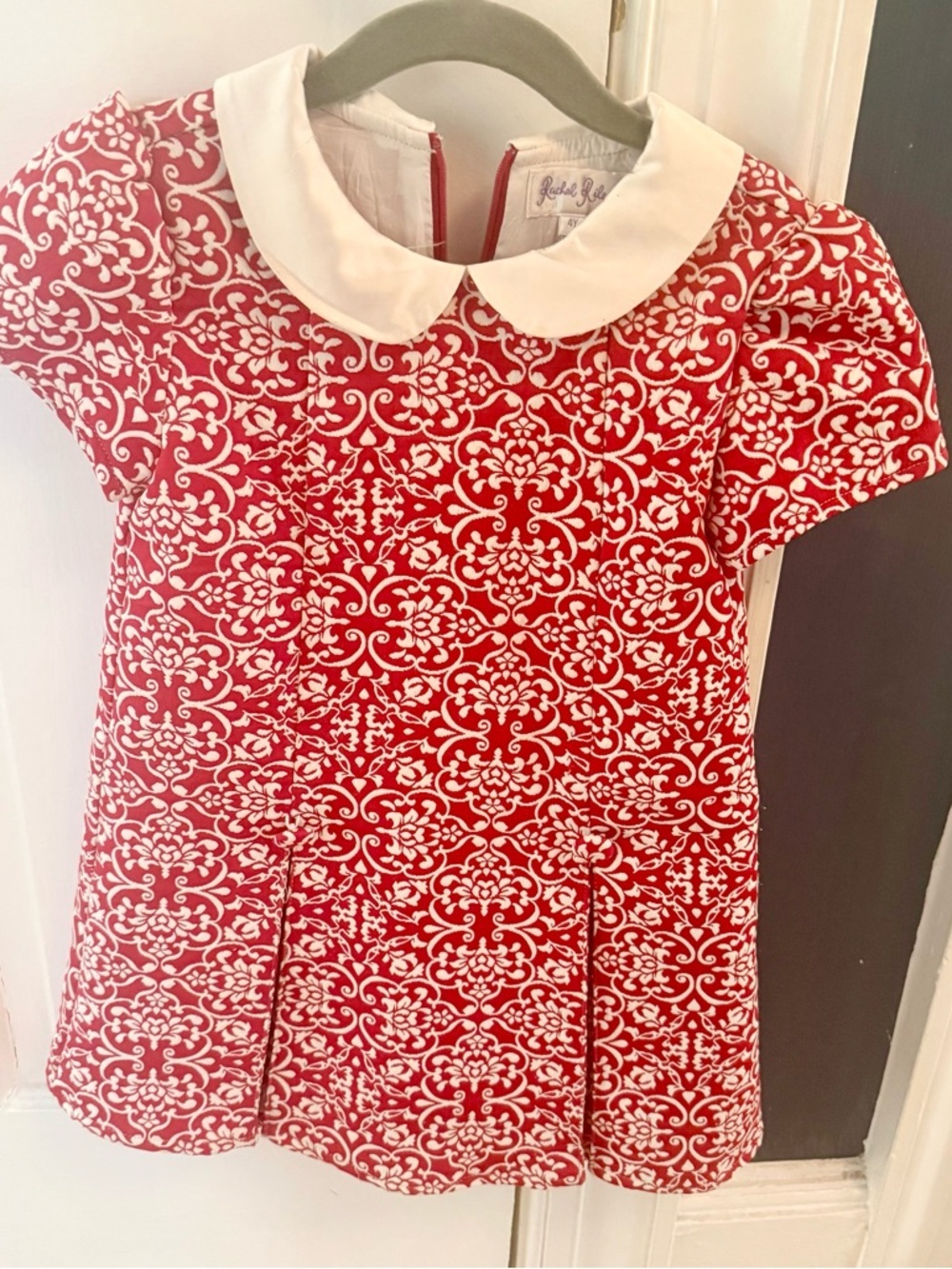 Rachel Riley Designer Red and White Peter Pan Collar Dress Size 4
